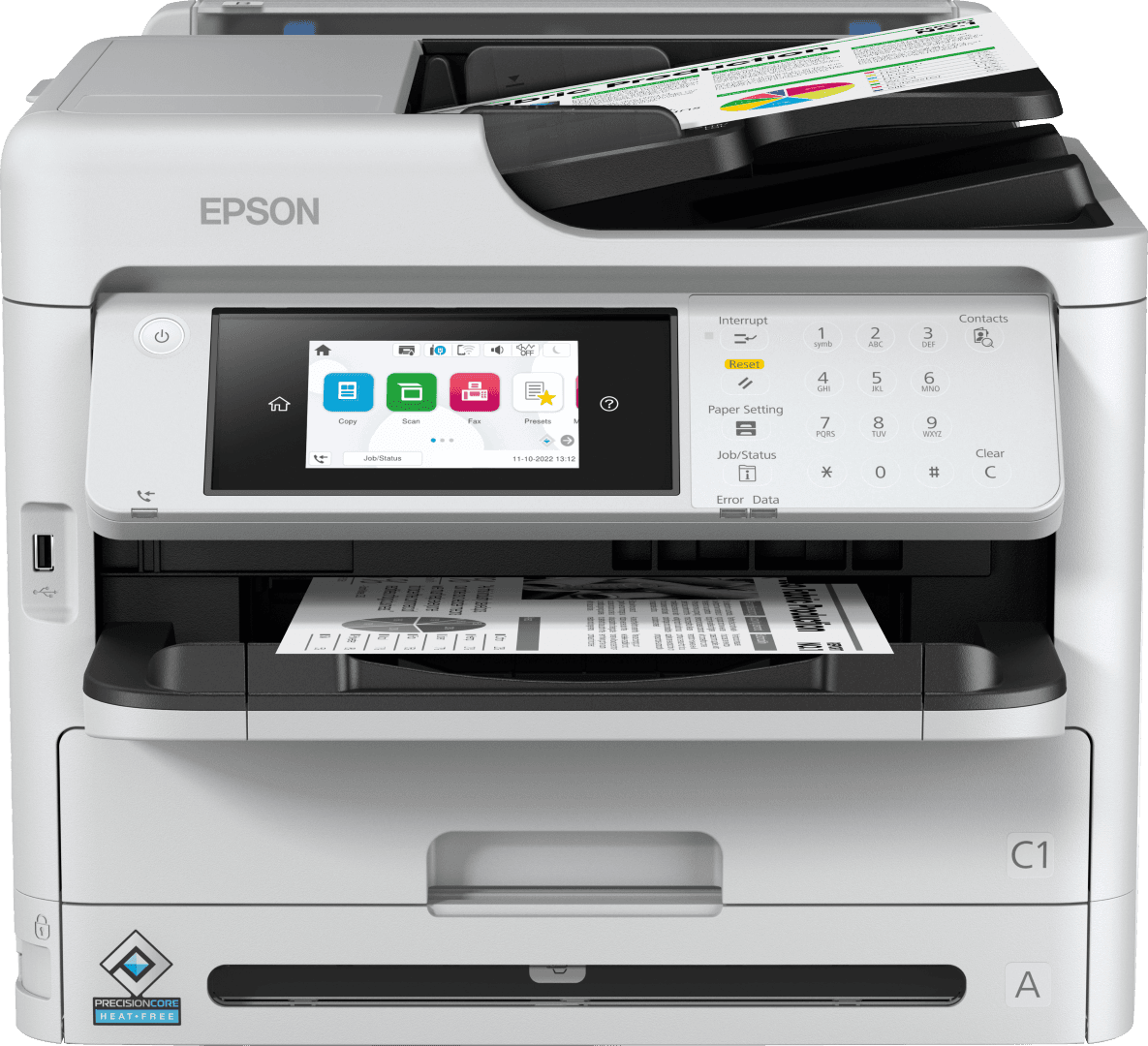 Multifunctional Epson mono Inkjet WF-M5899DWF ( Print, Copy, Scan, FAX), Dimensiune: A4, Viteza printare: 34ppm, Duplex, Rezolutie printare: 1.200 x 2.400 DPI, Scanner CIS, Scanare: 30Ipm, Rezolutie scanare: 1.200 DPI x 2.400 DPI, Scanare catre: Email, FTP, USB, Computer, Format scanare: BMP, JPEG