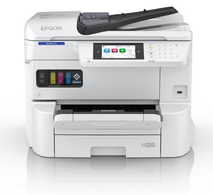 EPSON WorkForce Pro EM-C7100DWF A3+ COLOR INKJET MFP, Functii( Tiparire, Scanare, Copiere, Fax), 4 culori, Viteza printare; 35 ppm mono, 35ppm Color, Rezolutie: 4.800 x 1.200 DPI, Volum recomandat lunar: 500-5.000pagini,Maxim: 75.000 pagini, Viteza scanare: 255IPM, Rezolutie: 600 DPI x 2.400 DPI