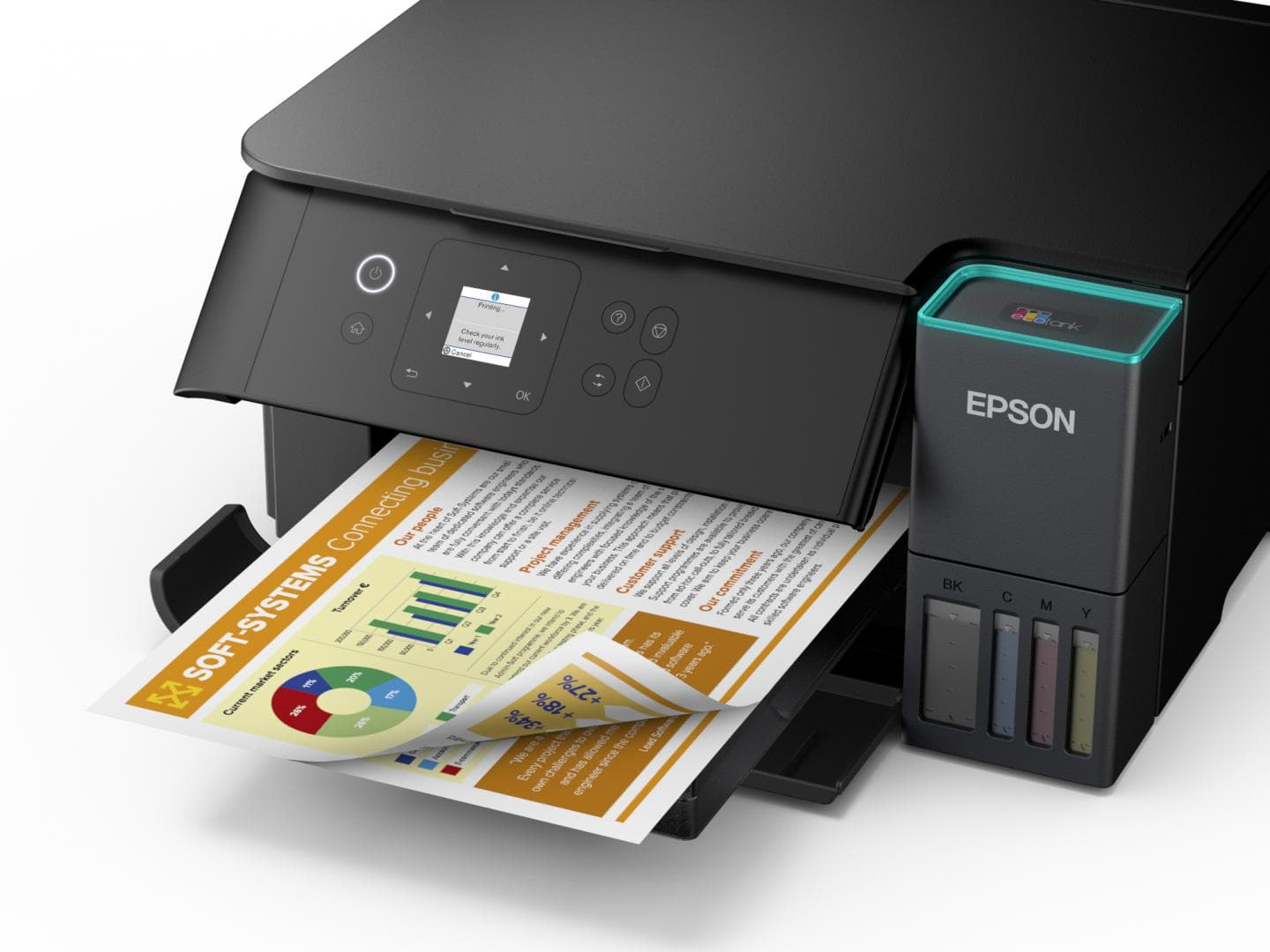 Multifunctional inkjet color Epson EcoTank CISS L4360, dimensiune A4 (Printare,Copiere, Scanare), printare borderless, viteza 33ppm alb-negru, 20ppm color, rezolutie 4800 x 1200 dpi, alimentare hartie 100 coli, duplex automat, scanner CIS rezolutie 1,200 DPI x 2,400 DPI,  BMP, JPEG, PICT, TIFF
