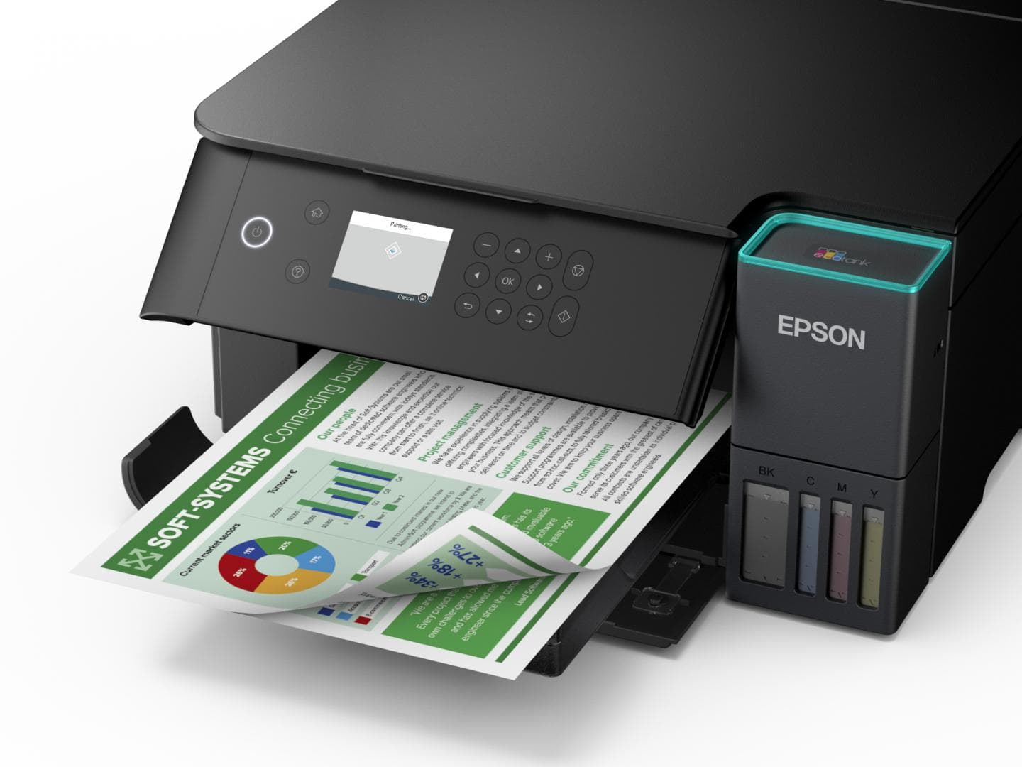 Multifunctional inkjet color Epson EcoTank CISS L6360, dimensiune A4 (Printare,Copiere, Scanare), printare borderless, viteza 33ppm alb-negru, 20ppm color, rezolutie 4800x1200 dpi, alimentare hartie 250 coli, duplex automat ,scanner CIS rezolutie 1200x2400, consumabile: T03Y1 Black (8.5k), T03Y2