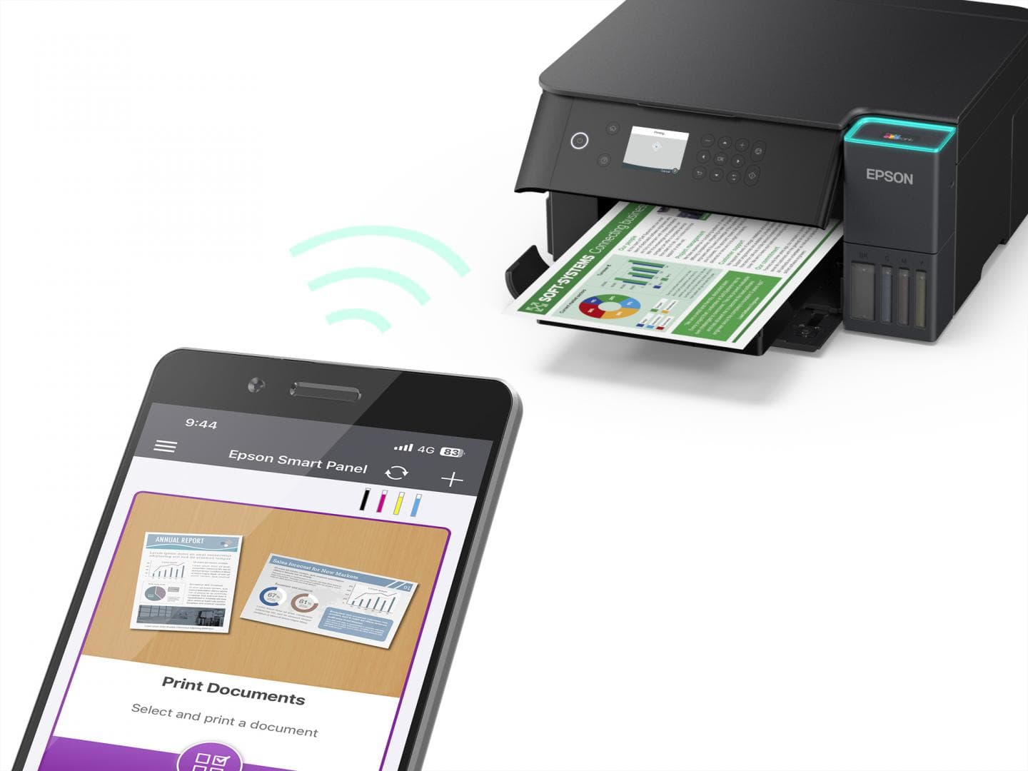 Multifunctional inkjet color Epson EcoTank CISS L6360, dimensiune A4 (Printare,Copiere, Scanare), printare borderless, viteza 33ppm alb-negru, 20ppm color, rezolutie 4800x1200 dpi, alimentare hartie 250 coli, duplex automat ,scanner CIS rezolutie 1200x2400, consumabile: T03Y1 Black (8.5k), T03Y2