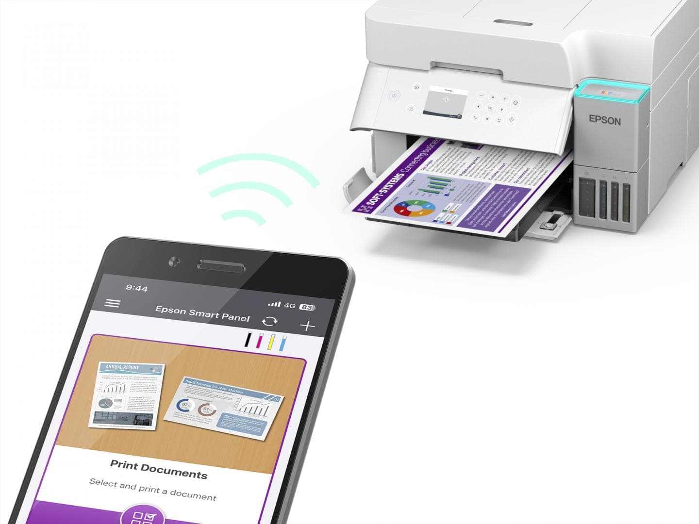 Multifunctional inkjet color Epson EcoTank CISS L6376, culoare alb, dimensiune A4 (Printare,Copiere, Scanare), printare borderless, viteza 35ppm alb-negru, 23ppm color, rezolutie 4800x1200 dpi, alimentare hartie 250 coli,ADF 30 coli, duplex automat ,scanner CIS rezolutie 1200x2400, Interfata: USB