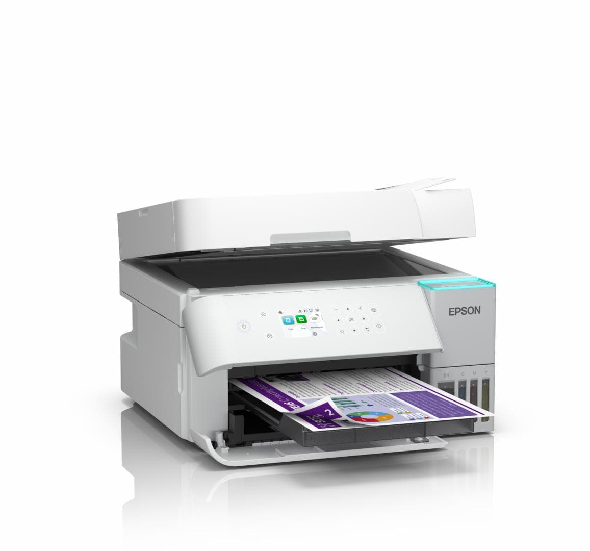 Multifunctional inkjet color Epson EcoTank CISS L6376, culoare alb, dimensiune A4 (Printare,Copiere, Scanare), printare borderless, viteza 35ppm alb-negru, 23ppm color, rezolutie 4800x1200 dpi, alimentare hartie 250 coli,ADF 30 coli, duplex automat ,scanner CIS rezolutie 1200x2400, Interfata: USB