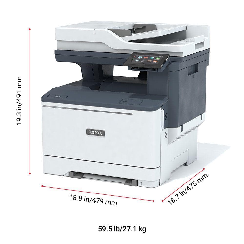 Multifunctional laser color Xerox C325V_DNI, dimensiune A4 (Printare,Copiere, Scanare, Fax), Dimensiune: A4, Viteza Până la 35 ppm color/alb-negru Letter/Până la 33 ppm color/alb-negru A4, Rezolutie Tipărire: 1200 x 1200 dpi, calitate culoare de 4800, Copiere: Până la 600 x 600 dpi, Memorie 2GB RAM