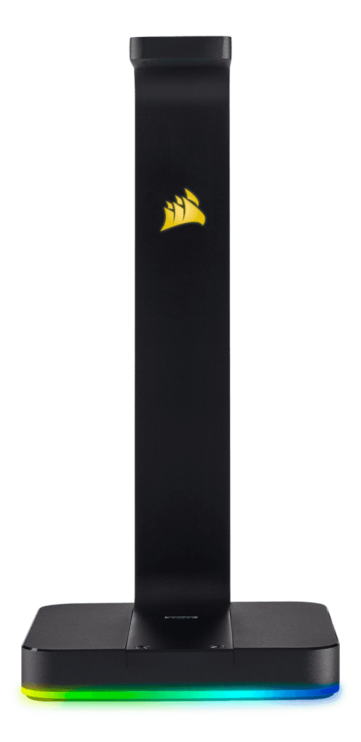 Headset stand 7.1 surround, negru 2x USB 3.1 tip A pentru incarcare si conectare dispozitive mobile. Placa audio integrata care ofera sunet surround oricarei perechi de casti stereo, compatibil cu CORSAIR iCUE