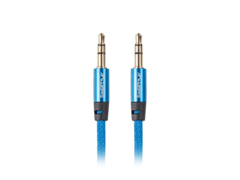 Cablu minijack 3,5 mm M/M 3 pini 2 m albastru Premium