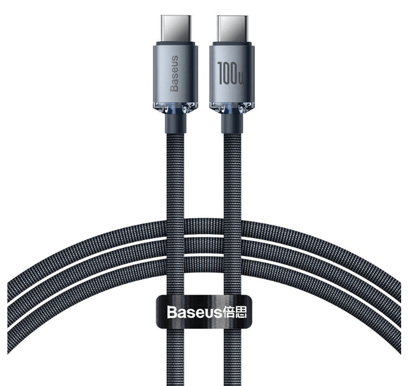 Cablu alimentare si date Baseus Crystal Shine, Fast Charging Data Cable pt. smartphone, USB Type-C la USB Type-C 100W, 2m, braided, negru