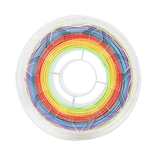 CREALITY CR PLA 3D Printer Filament, Rainbow, 1KG, Printing temperature: 190-220, Filament diameter: 1.75mm, Tensile strength: 60MPa, Size of filament wheel: Diameter 200mm, height 66mm, hole diameter 56mm. Utilizare: pana la 6 luni de la deschiderea ambalajului.