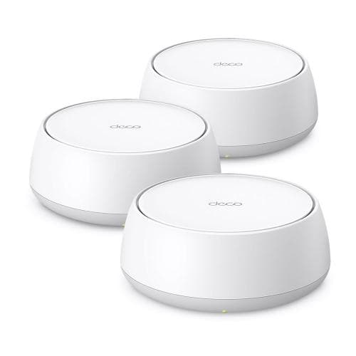 TP-LINK BE3600 Whole Home Mesh WiFi 3PK Dual-Band, standarde wireless: Wi-Fi 7 IEEE 802.11be/ax/ac/n/a 5 GHz, IEEE 802.11be/ax/n/b/g 2.4 GHz, viteze wireless: 5 GHz: 4324 Mbps (802.11be) 2.4 GHz: 688 Mbps (802.11be), Modul router, Mod Access Point, 4 x antene interne, AI-Driven Mesh, dimensiuni (150