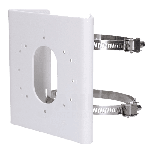 Suport de montaj pe stalp Hikvision DS-1275ZJ-S-SUS, dimensiuni: 144 mm × 131.6 mm × 44.3 mm, greutate: 760 g