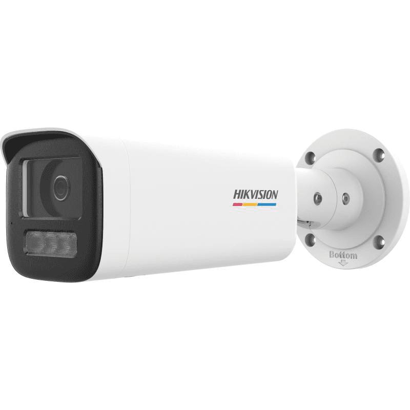 Camera de supraveghere IP Bullet 4MP ColorVu Hikvision DS-2CD1B47G2H- LIU(2.8MM), lentila fixa 2.8mm, iluminare: Color: 0.0005 Lux @ (F1.0, AGC ON),B/W: 0 Lux with IR: 50m, microfon incorporat, alarma la evenimente:Motion detection (support alarm triggering by specified target types (human and