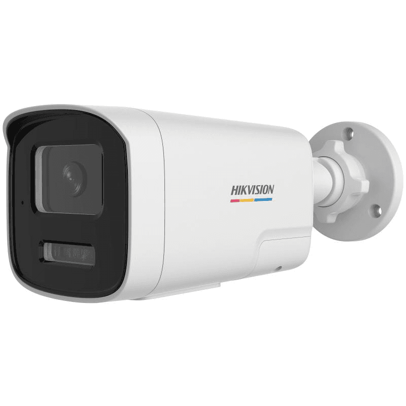 Camera de supraveghere IP Bullet 4MP ColorVu Hikvision DS-2CD1T47G2H- LIUF/SL(2.8MM), lentila fixa 2.8mm, iluminare: Color: 0.001 Lux @ (F1.0, AGC ON),B/W: 0 Lux with IR: 50m, microfon incorporat, difuzor incorporat, alarma la evenimente: Motion detection (support alarm triggering by specified