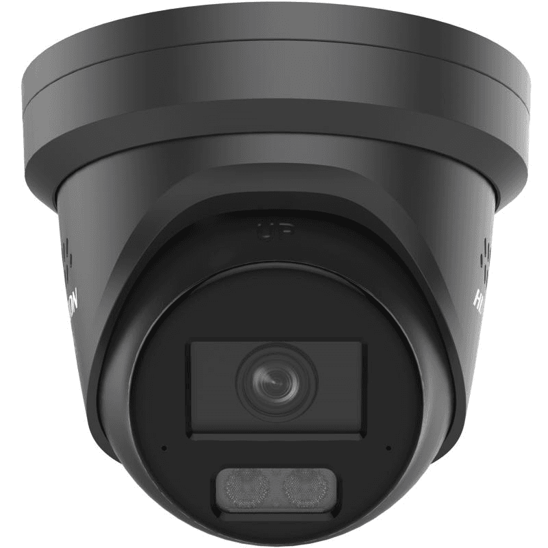 Camera de supraveghere IP Turret 4MP Smart Hybrid Light with ColorVu Hikvision DS-2CD2347G3-LIS2UY/SL(2.8MM)/BK, lentila fixa 2.8mm, iluminare min: Color: 0.0001 Lux @ (F1.0, AGC ON),0 Lux cu IR 30m, microfon incorporat, difuzor incorporat, interfata audio: 1/1, alarma: 1/1, slot card de memorie