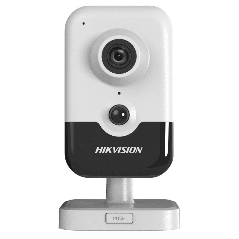 Camera de supraveghere IP cube 4MP Hikvision DS-2CD2443G2-IW(2.8MM)(W), lentila fixa 2.8mm, iluminare min: C color: 0.005 Lux @ (F1.6, AGC ON), B/W: 0 Lux cu IR 10m, potocol WI-FI: IEEE 802.11b, 802.11g, 802.11n, microfon incorporat, difuzor incorporat, slot card de memorie