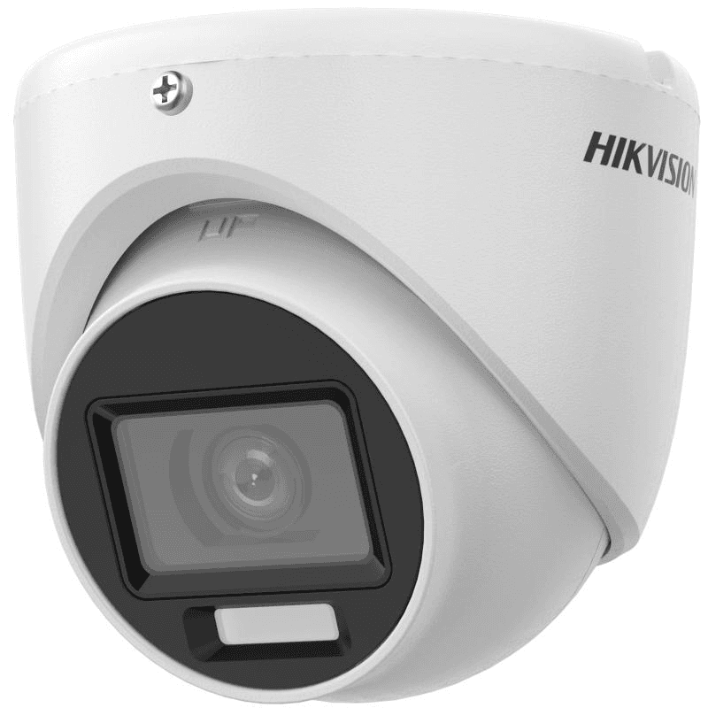Camera de supraveghere Turret 4K Hikvision DS-2CE76U0T-LMF(2.8MM), lentila fixa 2.8mm, iluminare min: 0.01 Lux @ (F1.6, AGC ON), 0 Lux cu lumina alba: 20m, IR 30m, iesire TVI/AHD/CVI/CVBS, alimentare: 12 VDC ± 25%, 0.38 A, max. 4.6 W, protectie: IP67, dimensiuni: 80 mm × Ø85.1 mm, greutate: 310g