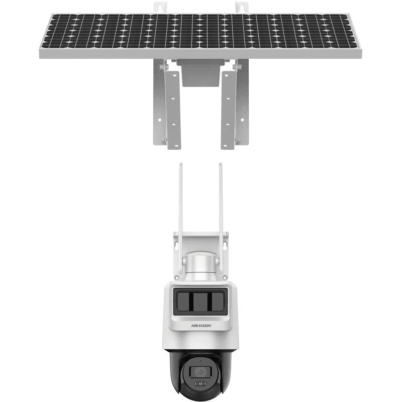 Camera PTZ cu panou solar Hikvision 4MP Pro Solar-powered Security PT Camera Setup High quality imaging with 4 MP resolution Dual transducers – PIR and Radar work together for higher detection accuracy Support 4G LTE data transmission Built-in microphone and built-in speaker for two-way audio and