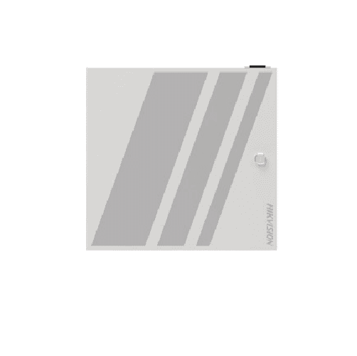 Chassis door control modul Hikvision DS-K2M002X-E:  The chassis contains din rails, which helps installing the DS-K2M002X access module.  The chassis can be equipped with up to 2 access modules.  The chassis contains a 100 W switching power supply, which powering for 2 access modules, and can meet