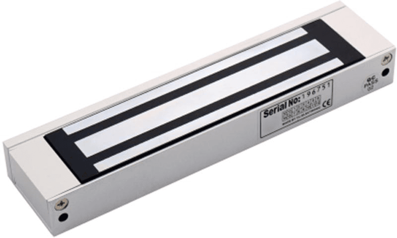 Electromagnet de forta  Hikvision DS-K4H250S; Forta de retinere: 272kg; alimentare: 12 VDC or 24 VDC, (default voltage is 12 VDC); amperaj: 500 mA or 250 mA; Dimensiuni: 240 mm × 49 mm × 25.5 mm; Greutate: 2.1kg