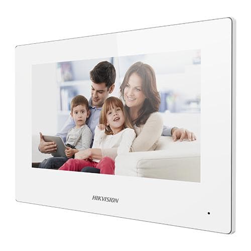 Monitor videointerfon WIFI modular 7 color Hikvision DS-KH6320-WTE1-W; culoare alba, ecran LCD 7 color cu touch screeen, rezolutie ecran 1024 x 600; design modern; Conectivitate: Retea wireless: Wi-Fi 802.11b/g/n; Network:10/100Mbps self adaptive network ; TCP/IP, SIP, RTSP; Comunicare audio