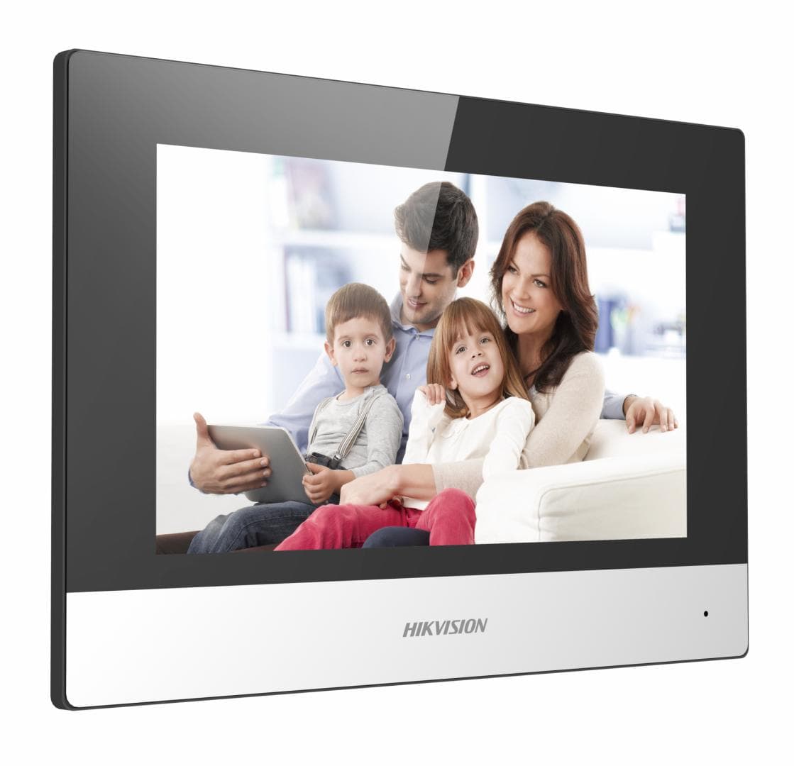 Monitor videointerfon WIFI modular 7" color Hikvision DS-KH6320-WTE1/EU;ecran LCD 7" color cu touch screeen, rezolutie ecran 1024 × 600; designmodern; Conectivitate: Retea wireless: Wi-Fi 802.11b/g/n; Network:10/100Mbps self adaptive network ; TCP/IP, SIP, RTSP; Comunicare audio videobidirectionala