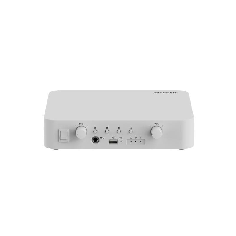 Network Amplifier Hikvision DS-QAE1A40G1-VB, intrari audio: USB/Bluetooth/MIC/RCA, suporta: schedule/live/emergency broadcast, alarm linkage, TTS, protocol: IPv4, HTTP, HTTPS , SSL/TLS , DNS, NTP, TCP, UDP, IGMP, ICMP, DHCP, ARP, SSH, putere: 40 W / 24 VDC, alarma: 1/1, material: plastic