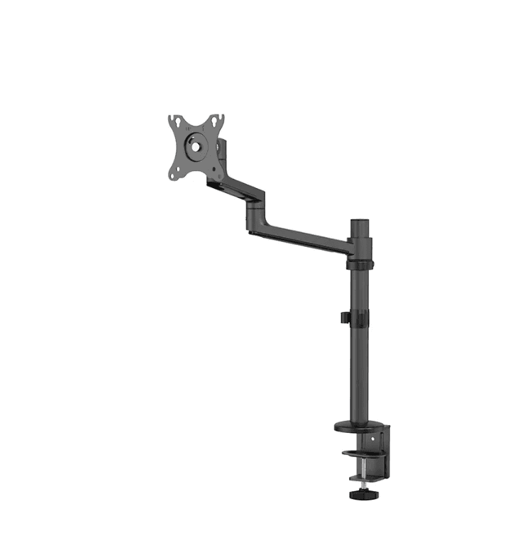 Brat monitor Neomounts DS60-425BL1; pentru display-uri cu diagonale 17"-27", sistem de prindere VESA 75x75~100x100, greutate maxima suportata 8kg, tilt +90°, -30°, swivel +90°, -90°, rotate +360°, distanta fata de perete 128-459mm; inaltime reglabila manual 275-555mm; culoare negru. Garantie 5 ani