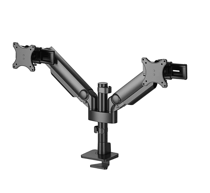 Brat dublu monitor Neomounts DS65S-950BL2; pentru display-uri cu diagonale 24"-34", sistem de prindere VESA 75x75~100x100, greutate maxima suportata 11 - per ecrankg, full motion, tilt +70°, swivel 90°, rotate 90°; gas spring; culoare negru. Garantie 5 ani