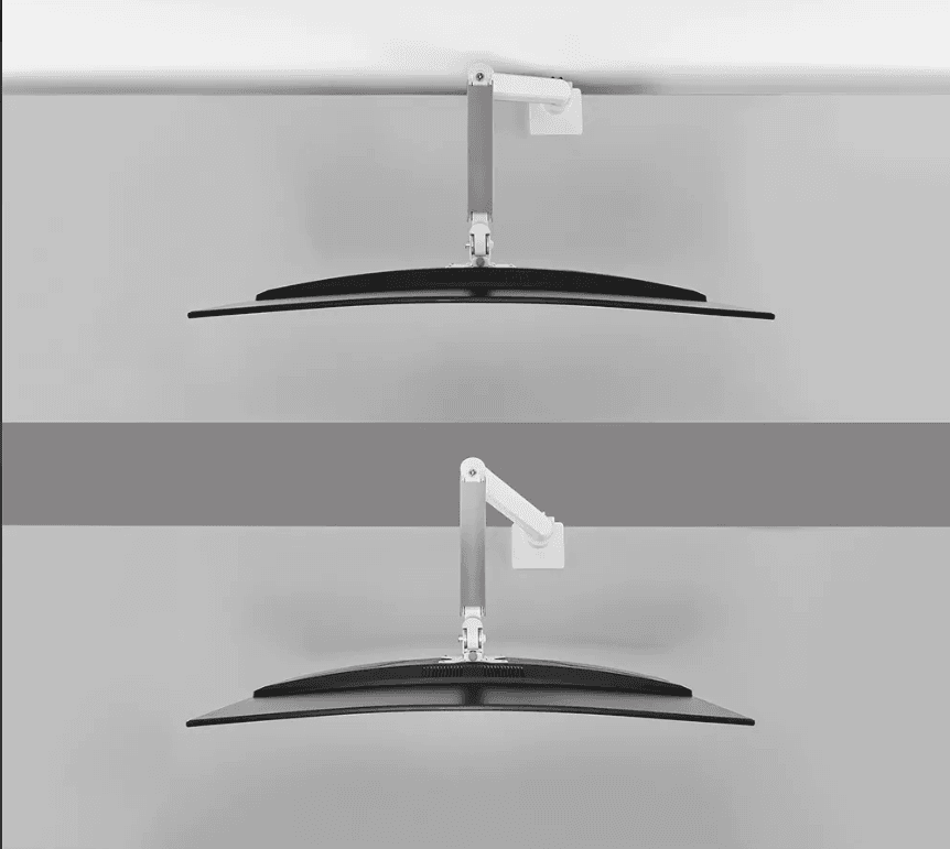 Brat monitor pentru ecrane curbate Neomounts DS70PLUS-450WH1; pentru display-uri cu diagonale 17"-49", sistem de prindere VESA 75x75~100x100, greutate maxima suportata 18kg, full motion, tilt +45°, swivel 90°, rotate 180°, distanta fata de perete 108-568mm; gas spring; culoare alb. Garantie 5 ani