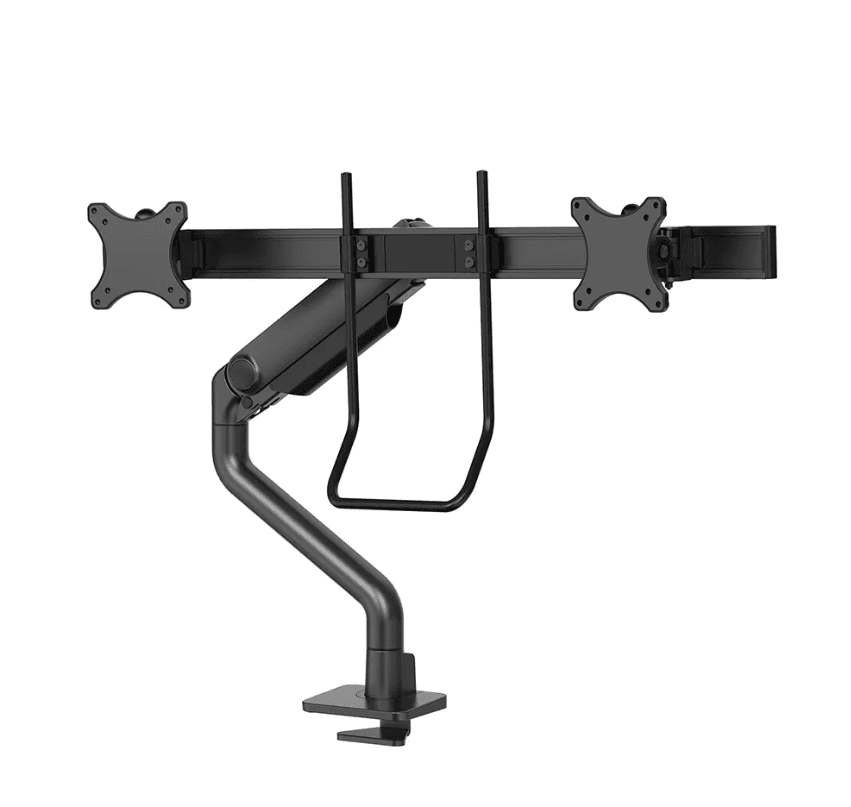 Brat dublu monitor Neomounts DS75S-950BL2; pentru display-uri cu diagonale 17"-32", sistem de prindere VESA 75x75~100x100, greutate maxima suportata 8 - per ecrankg, full motion, tilt 60°, swivel 90°, rotate 180°, distanta fata de perete 204-741mm; gas spring; culoare negru. Garantie 5 ani