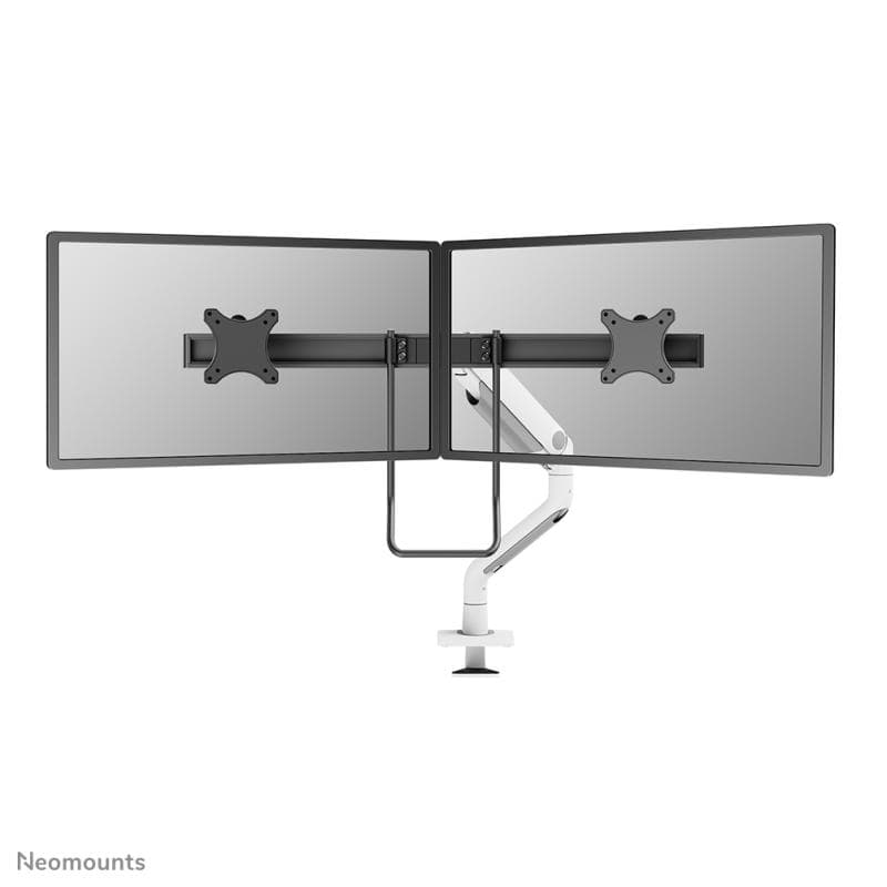 Brat dublu monitor Neomounts DS75S-950WH2; pentru display-uri cu diagonale 17"-32", sistem de prindere VESA 75x75~100x100, greutate maxima suportata 8 - per ecrankg, full motion, tilt 60°, swivel 90°, rotate 180°, distanta fata de perete 204-741mm; gas spring; culoare alb. Garantie 5 ani