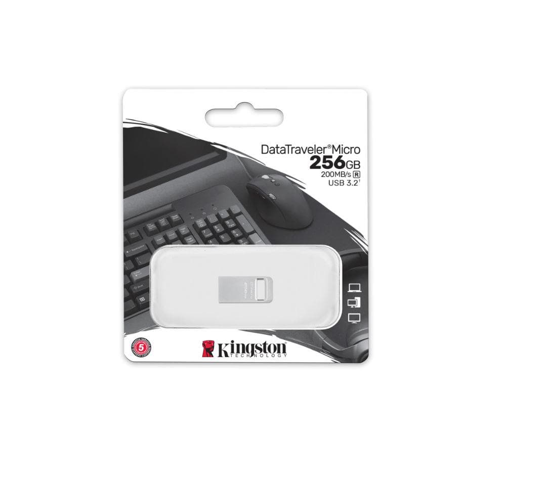 Memorie USB Flash Drive Kingston 256GB Data Traveler Micro, USB 3.2 Gen1, Metalic