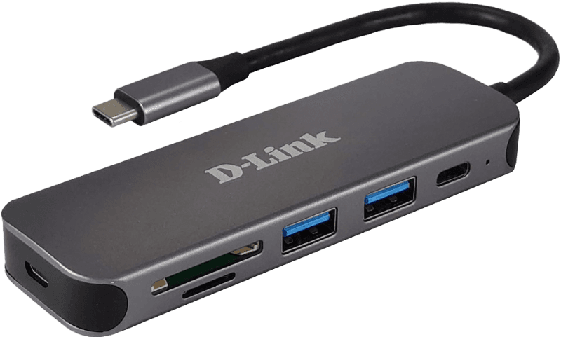 HUB USB D-LINK DUB-2325, USB Type C, cablu 10 cm, metalic, argintiu