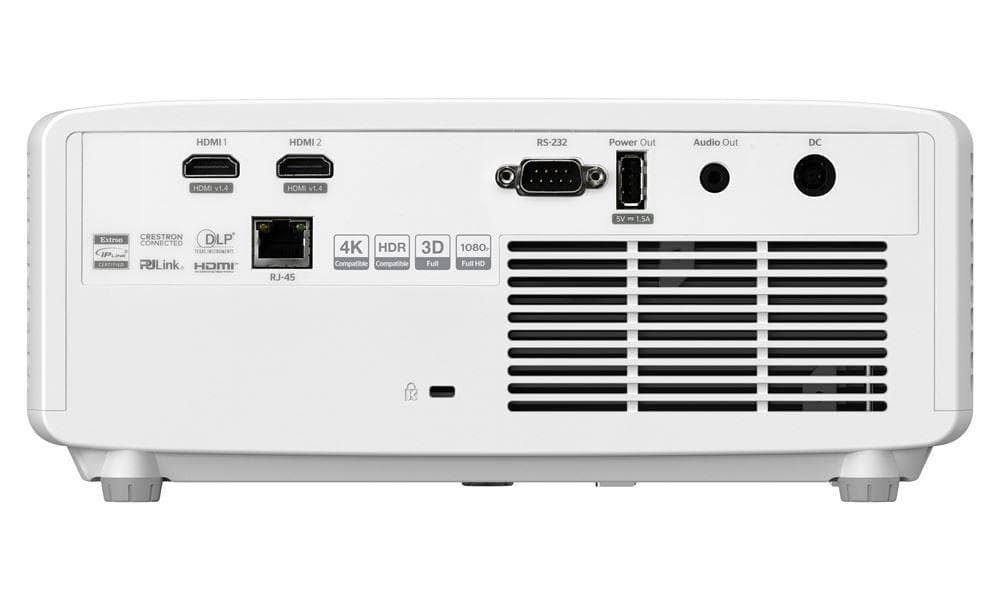 Videoproiector OPTOMA ZH450, DLP laser 30.000 ore, FHD 1920*1080, 4500 lumeni, 300.000:1, 16:9/ 4:3, dimensiune maxima imagine 322", distanta maxima de proiectie 10 m, zoom 1.6x, 2* HDMI, USB-A power 1.5A, audio out, RS232, RJ45, 29- 31 dB, 3D ready, Security bar, Kensington Lock, protejare cu