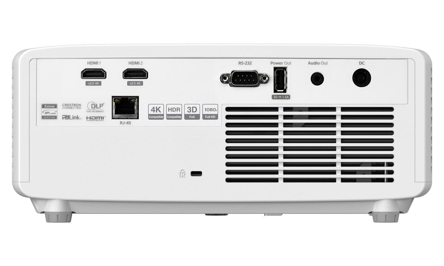Videoproiector Optoma ZH520, FHD 1920* 1080, 5.500 lumeni, 3.000.000:1, 16:9/ 4:3/ 16:10, +/-30°, dimensiune maxima imagine 322", laser 30.000 ore, distanta maxima de proiectie 8 m, zoom 1.3, 2* HDMI, Audio 3.5mm, USB-A power 1.5A, RS232, RJ45, 29- 31 dB, Full 3D, Security bar, Kensington Lock