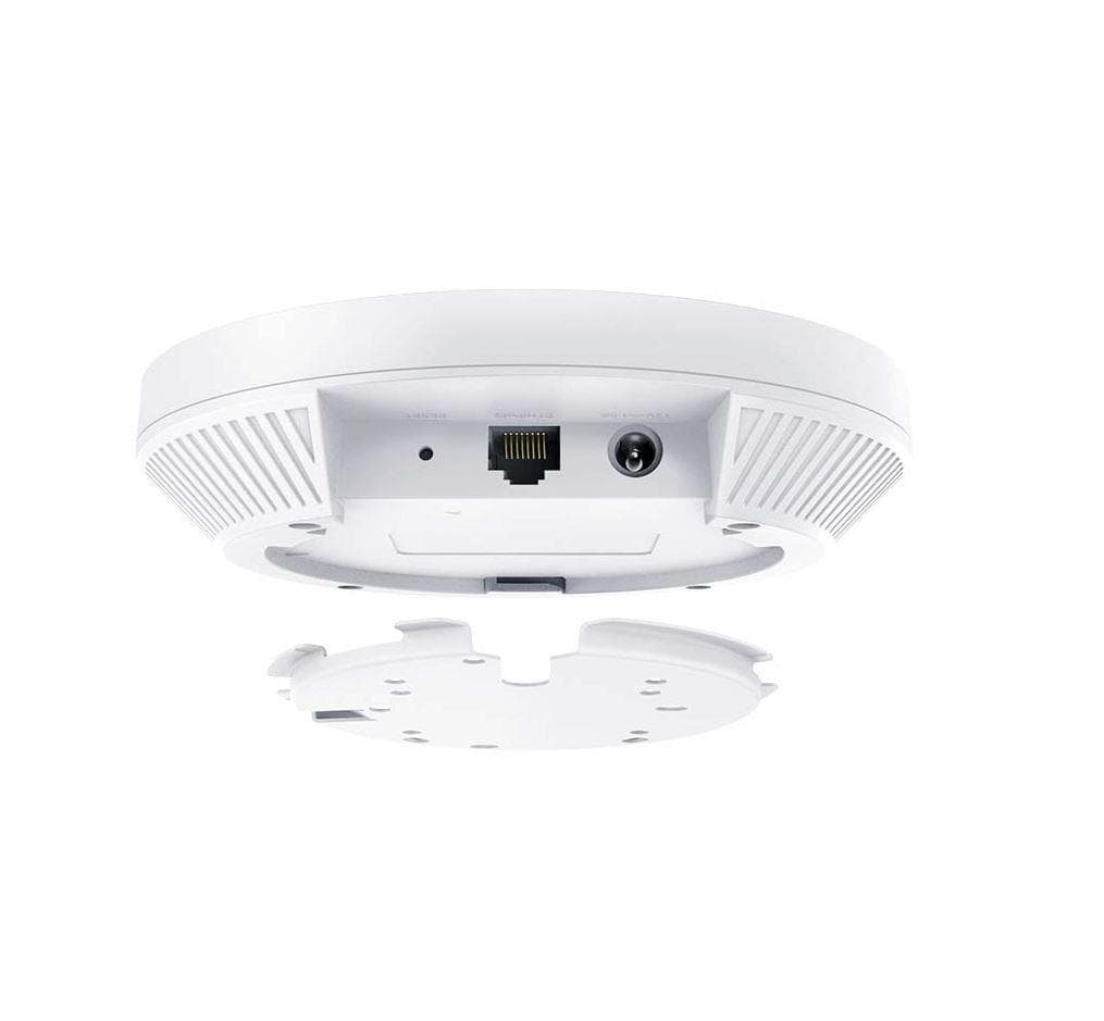AX1800 Ceiling Mount Dual-Band Wi-Fi 6 Access Point PORT:1× Gigabit RJ45 Port SPEED:574Mbps at  2.4 GHz + 1201 Mbps at 5 GHz FEATURE: 802.3at POE and 12V DC (Power Adapter is not included), 2 ×Internal Antennas, MU-MIMO, Seamless Roaming, Band Steering, Beamforming, Load Balance, Airtime Fairness