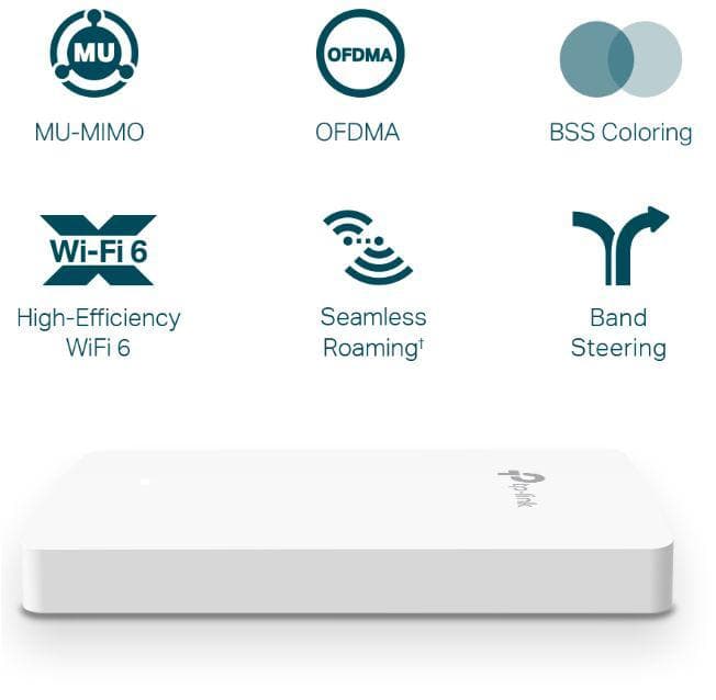 TP-Link Wireless Access Point EAP615-Wall, AX1800 WIFI 6, Dual-Band, Uplink 1× Gigabit Ethernet (RJ-45) Port, Downlink 3× 10/100/1000 Mbps Ethernet Ports, Wireless Standards IEEE 802.11ax/ac/n/g/b/a, 5 GHz: Up to 1201 Mbps, 2.4 GHz: Up to 574 Mbps, 802.3af/at PoE.