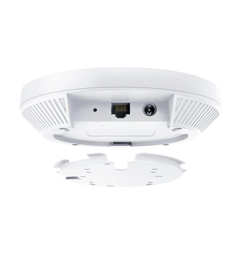 "AX3000 Ceiling Mount Dual-Band Wi-Fi 6 Access Point PORT:1× Gigabit RJ45 Port SPEED:574Mbps at  2.4 GHz + 2402 Mbps at 5 GHz FEATURE: 802.3at POE and 12V DC, 2×Internal Antennas, 160MHz  Supported, MU-MIMO, Seamless Roaming, Band Steering, Beamforming, Load Balance, Airtime Fairness, Centralized