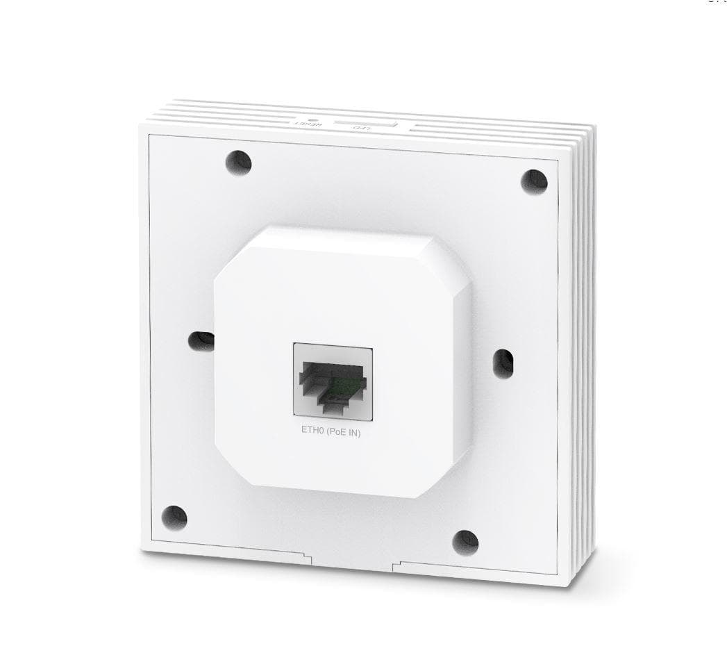 TP-Link Wireless Access Point EAP650-WALL, AX3000 Wireless Dual Band Indoor, 1× 10/100/1000 Mbps Ethernet Port, 1× 10/100/1000 Mbps Ethernet Port, Alimentator: 802.3af/at PoE, 2X antene interne, 5 GHz: Up to 2402 Mbps, 2.4 GHz: Up to 574 Mbps.