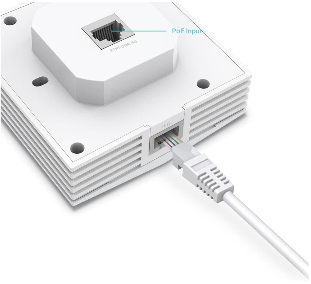 TP-Link Wireless Access Point EAP650-WALL, AX3000 Wireless Dual Band Indoor, 1× 10/100/1000 Mbps Ethernet Port, 1× 10/100/1000 Mbps Ethernet Port, Alimentator: 802.3af/at PoE, 2X antene interne, 5 GHz: Up to 2402 Mbps, 2.4 GHz: Up to 574 Mbps.