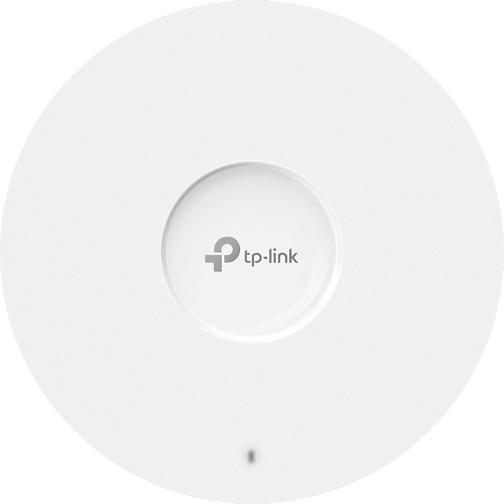 "Omada  AX6000 Ceiling Mount Dual-Band Wi-Fi 6 Access Point PORT: 1×2.5G RJ45 Port SPEED:1148Mbps at  2.4 GHz + 4804 Mbps at 5 GHz FEATURE: 802.3at POE+ and 12V DC (Power Adapter is not included), 4×Internal Antennas, MU-MIMO, 160MHz Supported, Seamless Roaming, Band Steering, Beamforming, Load