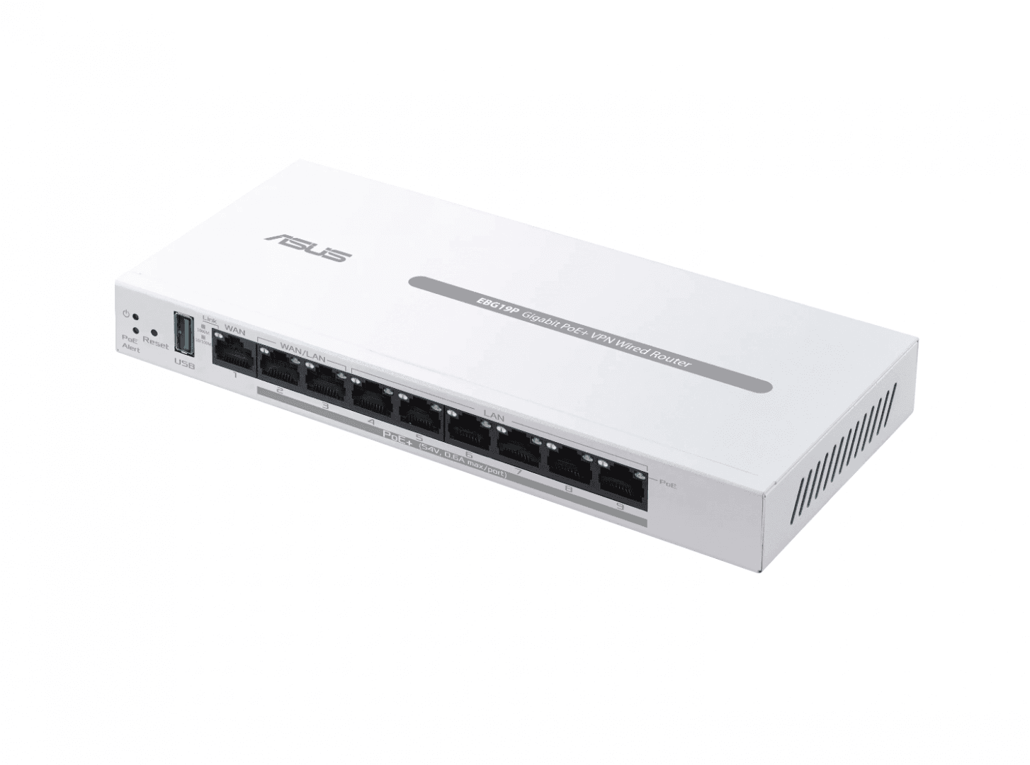 ASUS WIRED ROUTER 8 porturi POE EBG19P, Standarde wireless: Bluetooth® 3.0, Bluetooth® 3.2, IEEE 802.1p, IEEE 802.1q, IEEE 802.3, IEEE 802.3ab, IEEE 802.3i, IEEE 802.3u, IEEE 802.3x, IPv4, IPv6, 1 x antena interna Bluetooth, Procesor:  1.8GHz Dual-core ARMv8, Memorie: 256 MB Flash, 512 MB RAM