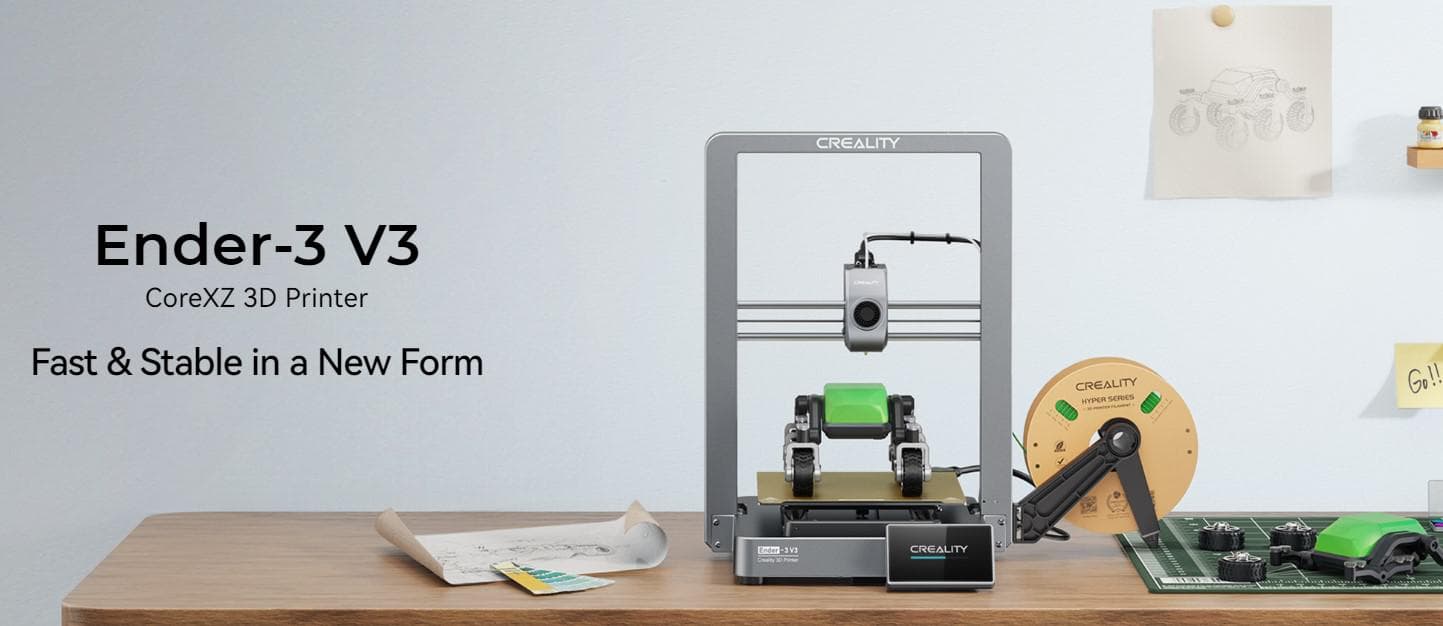 CREALITY ENDER-3 V3 3D PRINTER, Tehnologie: FDM, Volum printare: 220*220*250mm, Dimensiuni imprimanta: 358*374*498mm, 7.83kg, Viteza printare: ≤600mm/s, Acuratete: ±0.2mm, Inaltime strat: 0.1-0.35mm, Diametru filament: 1.75mm, transfer fisiere: USB drive / WLAN / Creality Cloud, diametru duza