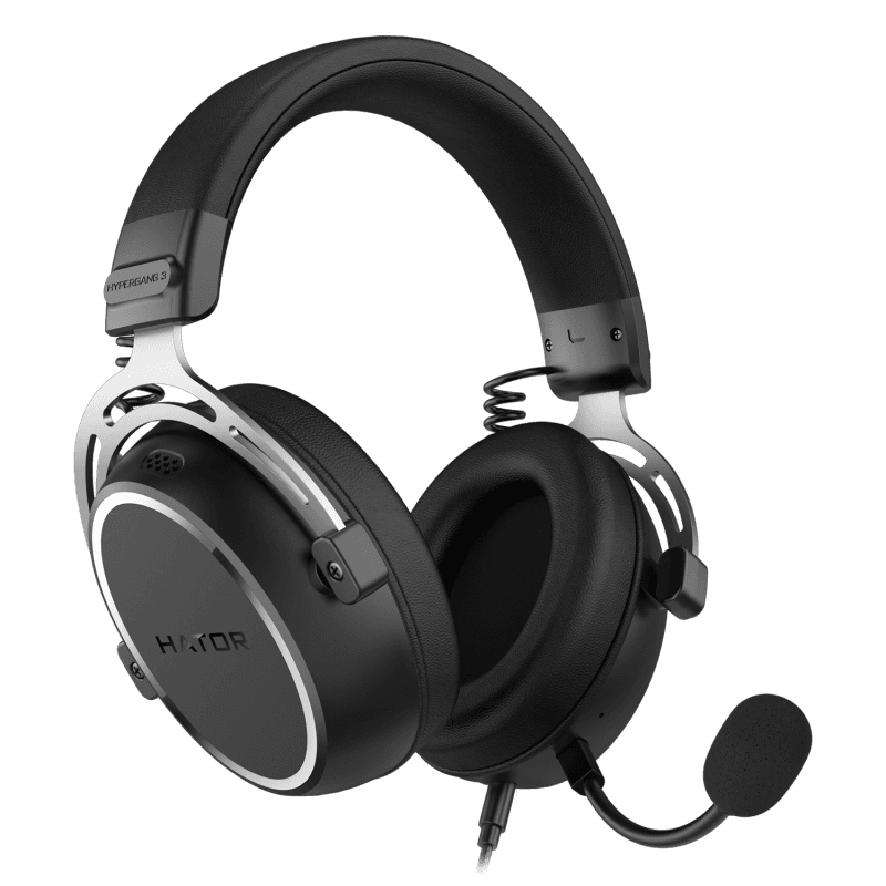 Casti gaming cu fir Hator Hypergang 3, material membrana compozit, frecventa raspuns 10Hz-44kHz, impendanta 32Ω, putere maxima 30mW, microfon detasabil unidirectional, sensibilitate -38 ±3dB, negru