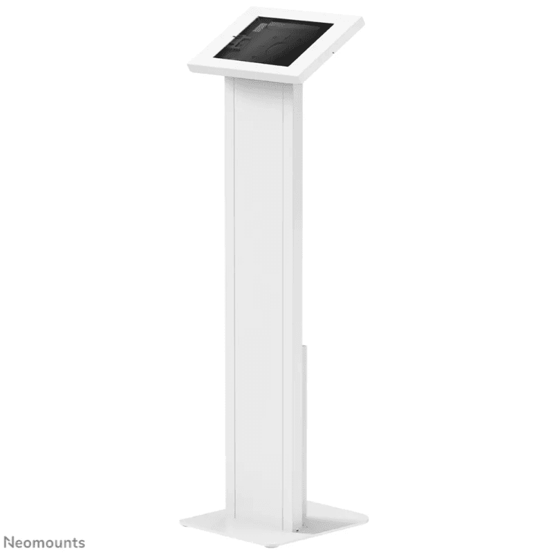 Stand podea mobil/fix pentru tablete Neomounts FL15-750WH1; pentru display-uri cu diagonale 9,7"-11", sistem de prindere VESA 75x75~75x75, fix; lockable; culoare alb. Garantie 5 ani