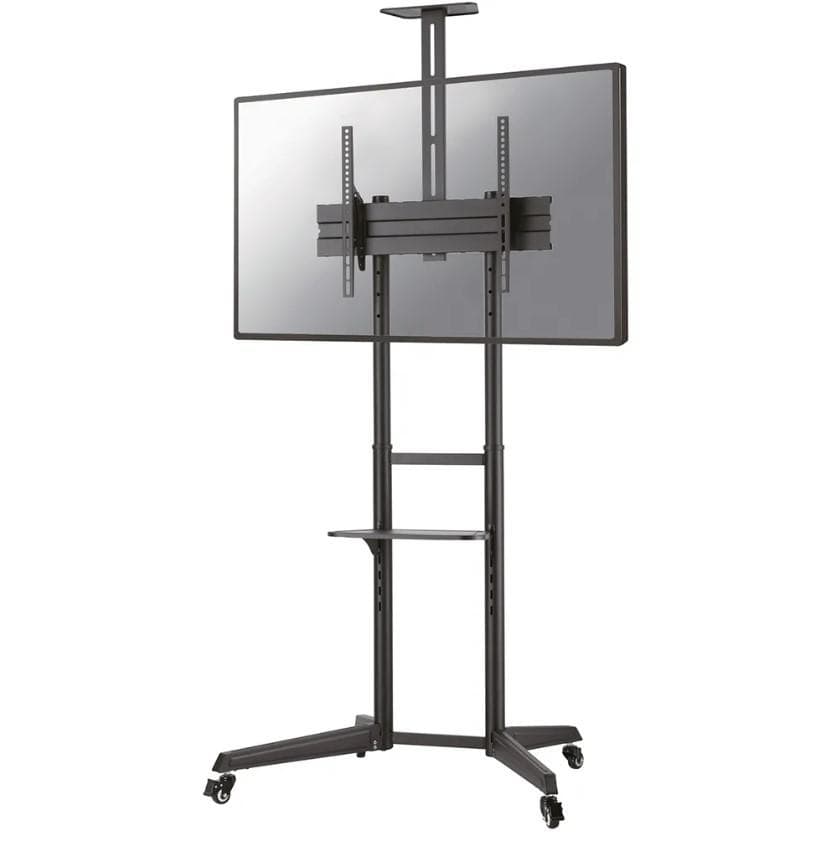 Stand podea mobil/fix Neomounts FL50-550BL1; pentru display-uri cu diagonale 37"-70", sistem de prindere VESA 100x100~600x400, greutate maxima suportata 50kg, tilt +5°/-12°, inaltime reglabila manual 1285-1450mm; management cabluri, 2 stalpi; dimensiuni 871x678x1966; culoare negru. Garantie 5 ani
