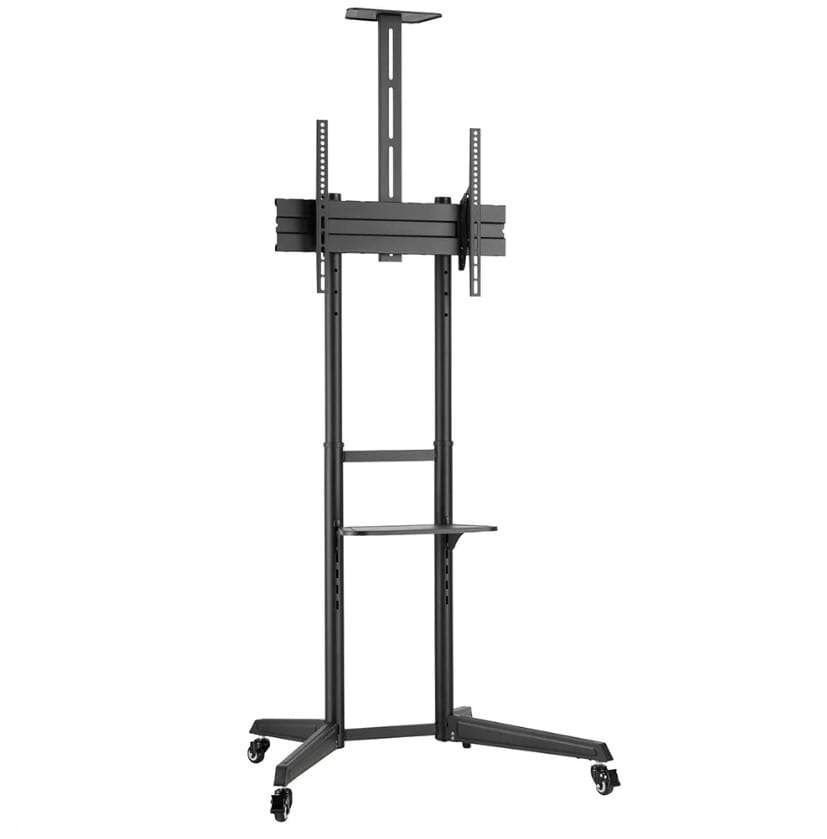 Stand podea mobil/fix Neomounts FL50-550BL1; pentru display-uri cu diagonale 37"-70", sistem de prindere VESA 100x100~600x400, greutate maxima suportata 50kg, tilt +5°/-12°, inaltime reglabila manual 1285-1450mm; management cabluri, 2 stalpi; dimensiuni 871x678x1966; culoare negru. Garantie 5 ani