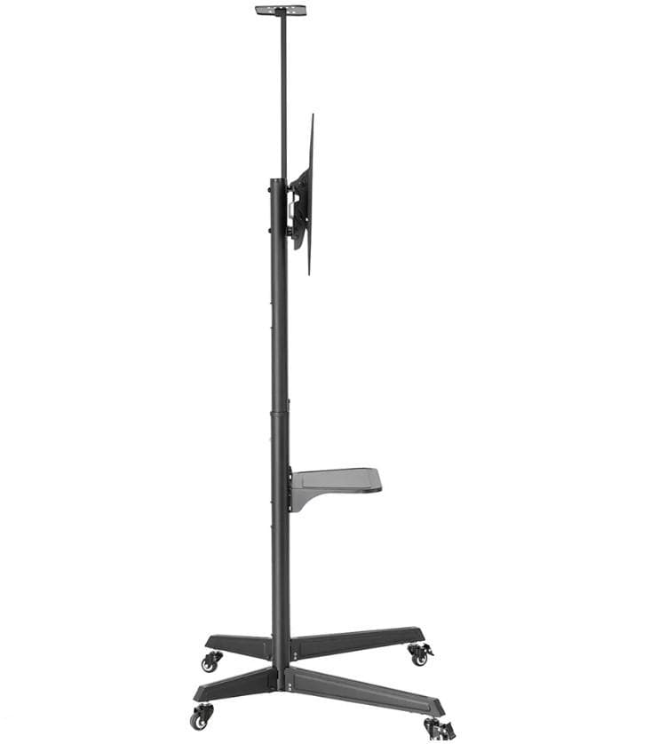 Stand podea mobil/fix Neomounts FL50-550BL1; pentru display-uri cu diagonale 37"-70", sistem de prindere VESA 100x100~600x400, greutate maxima suportata 50kg, tilt +5°/-12°, inaltime reglabila manual 1285-1450mm; management cabluri, 2 stalpi; dimensiuni 871x678x1966; culoare negru. Garantie 5 ani