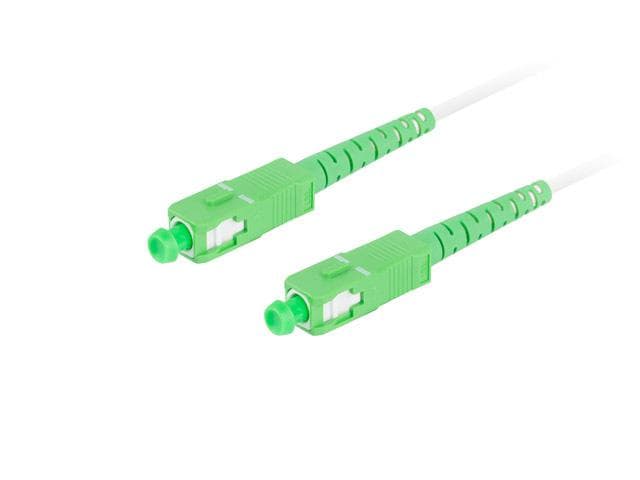 Patch cord fibră SM SC/APC-SC/APC simplex 5 m LSZH G657A2 3,0 mm alb
