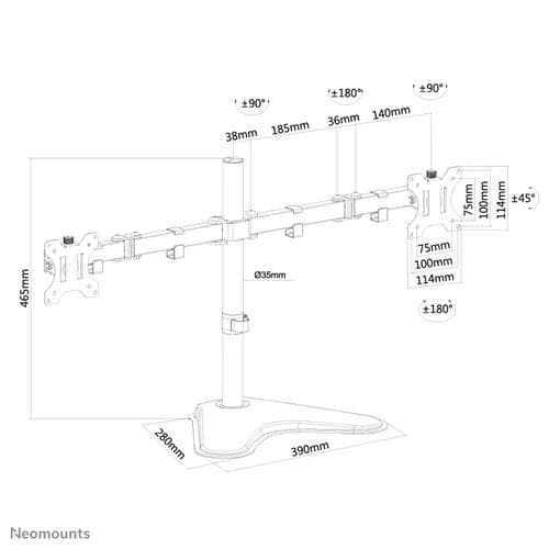 Suport Monitor de Birou Dual, Neomounts by Newstar FPMA-D550DDBLACK , 10" - 32", VESA 100x100, suporta pana la 8kg, negru