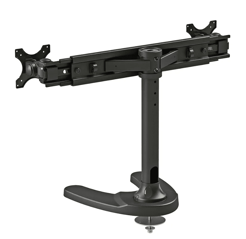 Suport dublu monitor de birou Neomounts FPMA-D700DD; pentru display-uri cu diagonale 19"-30", sistem de prindere VESA 75x75~100x100, greutate maxima suportata 8kg - per ecran, full motion, tilt +180°, swivel +180°, rotate +360°; inaltime reglabila manual 340-444mm; culoare negru. Garantie 5 ani